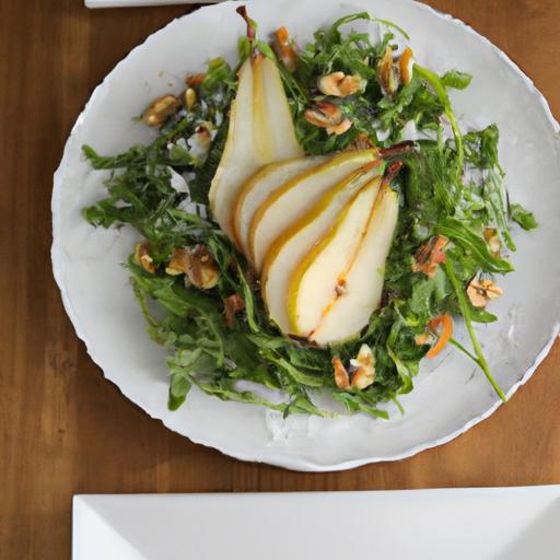 Crisp Arugula & Pear Salad with Crunchy Walnut Delight