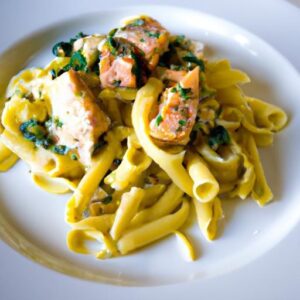 Indulgent Creamy Salmon Pasta Tossed with Fresh Mixed Greens