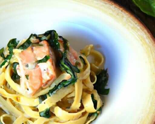 Savor Creamy Salmon Pasta Paired with Fresh Mixed Greens