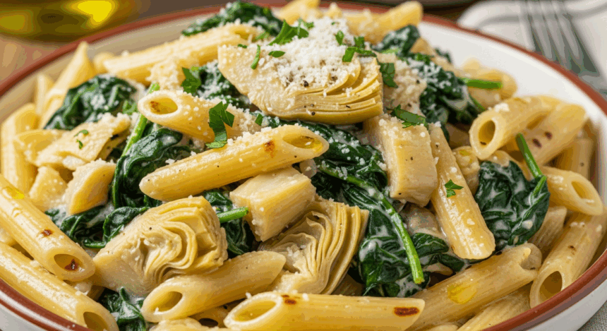 Creamy Spinach and Artichoke Penne