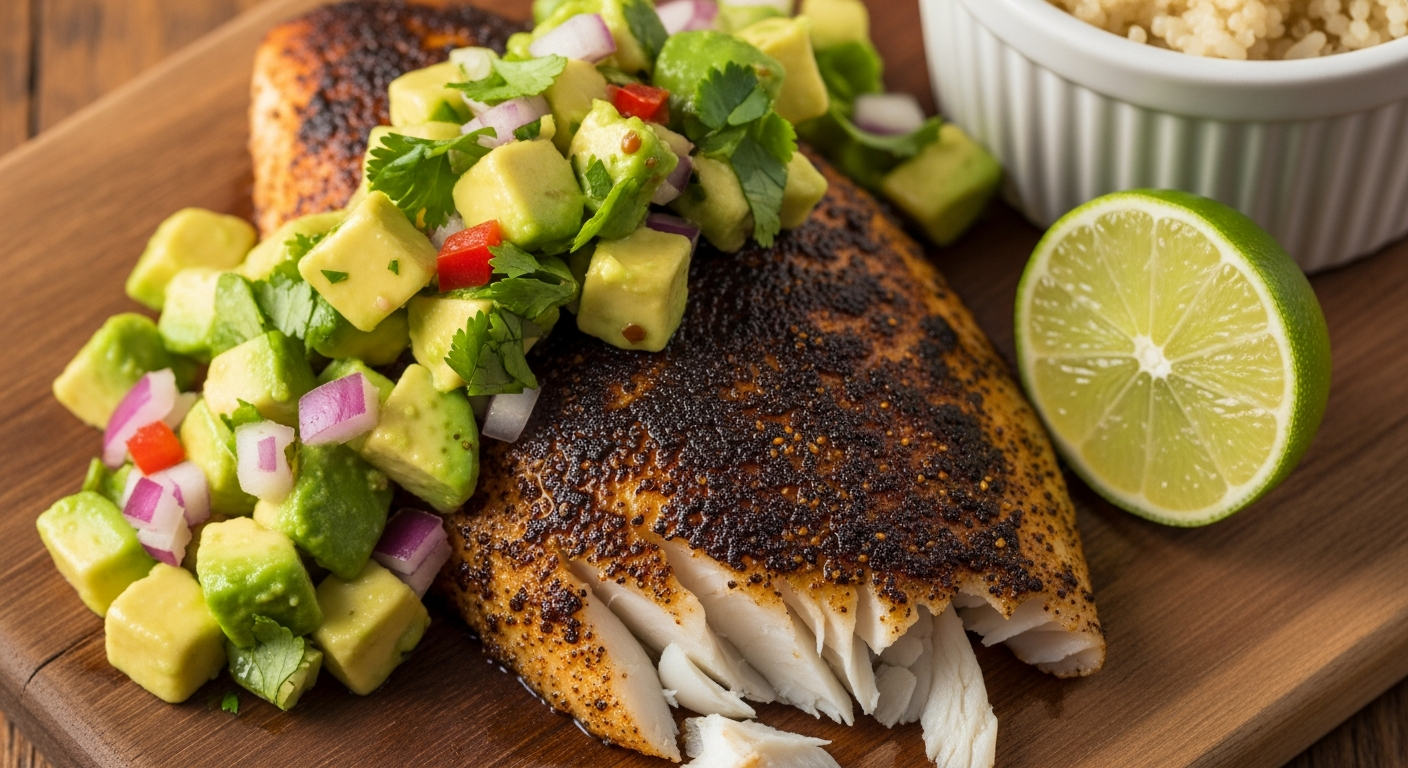 Savor Blackened Tilapia Paired with Zesty Avocado Salsa
