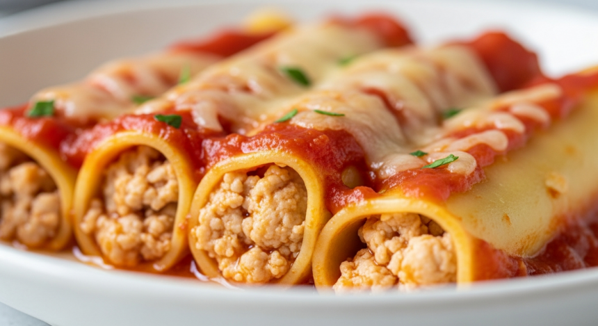 Cannelloni Filled with Tender Ground Chicken
