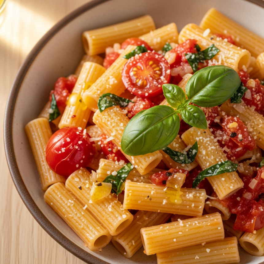 Garganelli Delight: Savoring Light Tomato Sauce Bliss