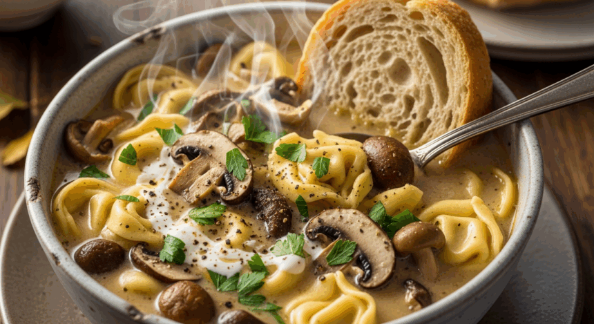 Velvety Mushroom Tortellini Soup: A Creamy Comfort Bowl