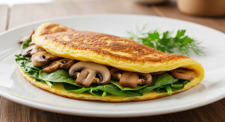 Deliciously Savory Spinach & Mushroom Vegan Omelet Recipe