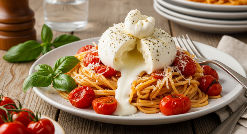 Creamy Burrata Meets Roasted Tomato in Perfect Pasta