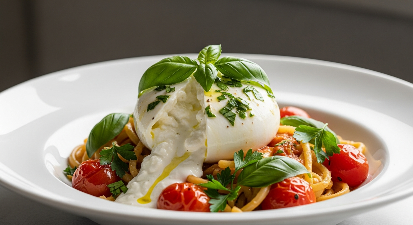 Creamy Burrata Meets Roasted Tomato in Perfect Pasta