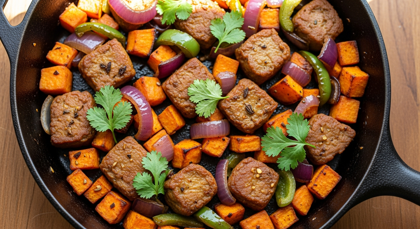 Savor the Flavor: Seitan and Sweet Potato Skillet Delight