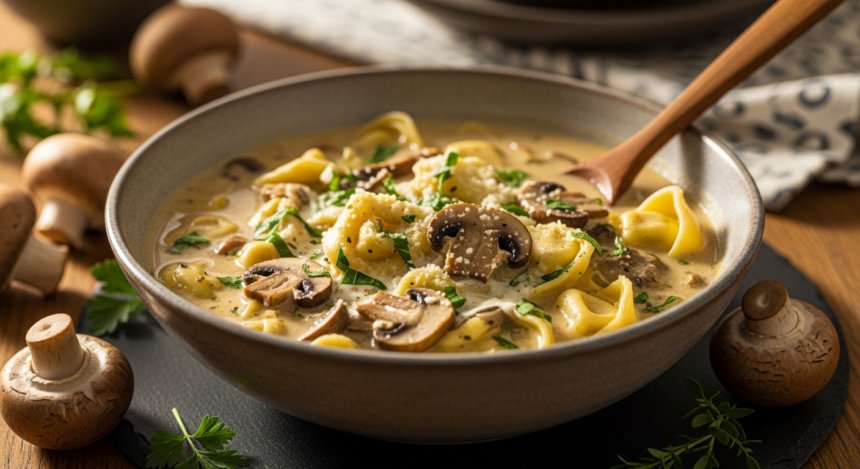 Warm Up with This Creamy Mushroom Tortellini Soup Recipe