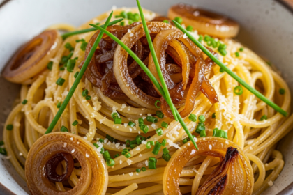 Golden Bliss: Pasta Elevated by Sweet Caramelized Onions
