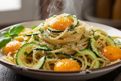 Zucchini Carbonara Delight: Pork-Free Pasta Perfection