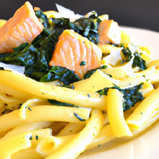 Velvety Salmon pasta Paired with Fresh Mixed Greens Delight
