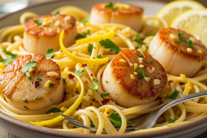 Zesty Scallop Pasta: A Lemony Garlic Seafood Delight