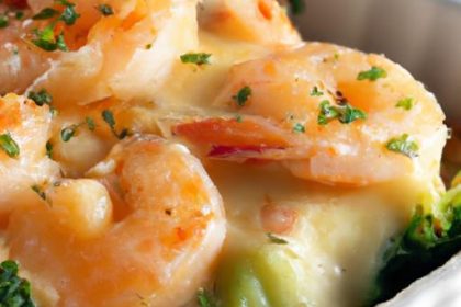 Golden Garlic Shrimp Gratin: A Savory Seafood Delight