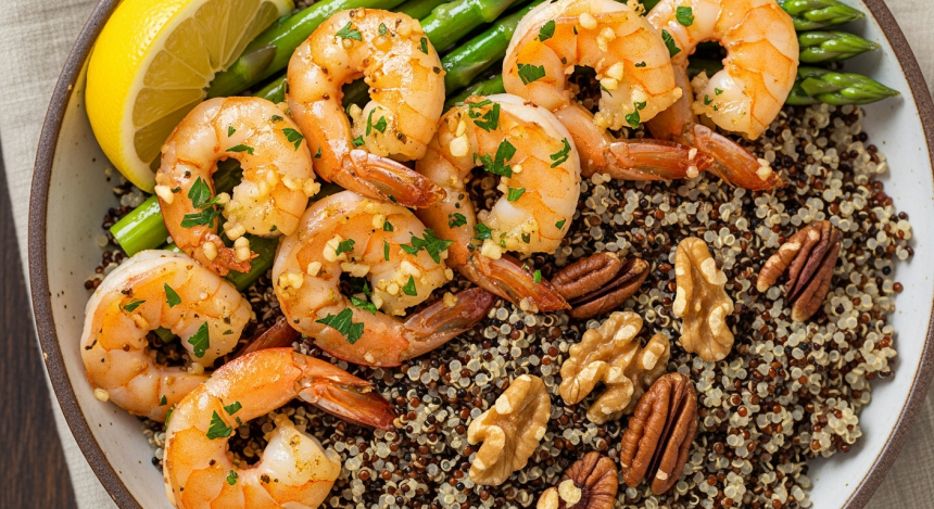 Flavor-Packed Garlic Shrimp and Nutty Quinoa Delight