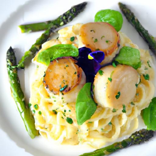 Seaside Elegance: Scallop and Asparagus Pasta Delight