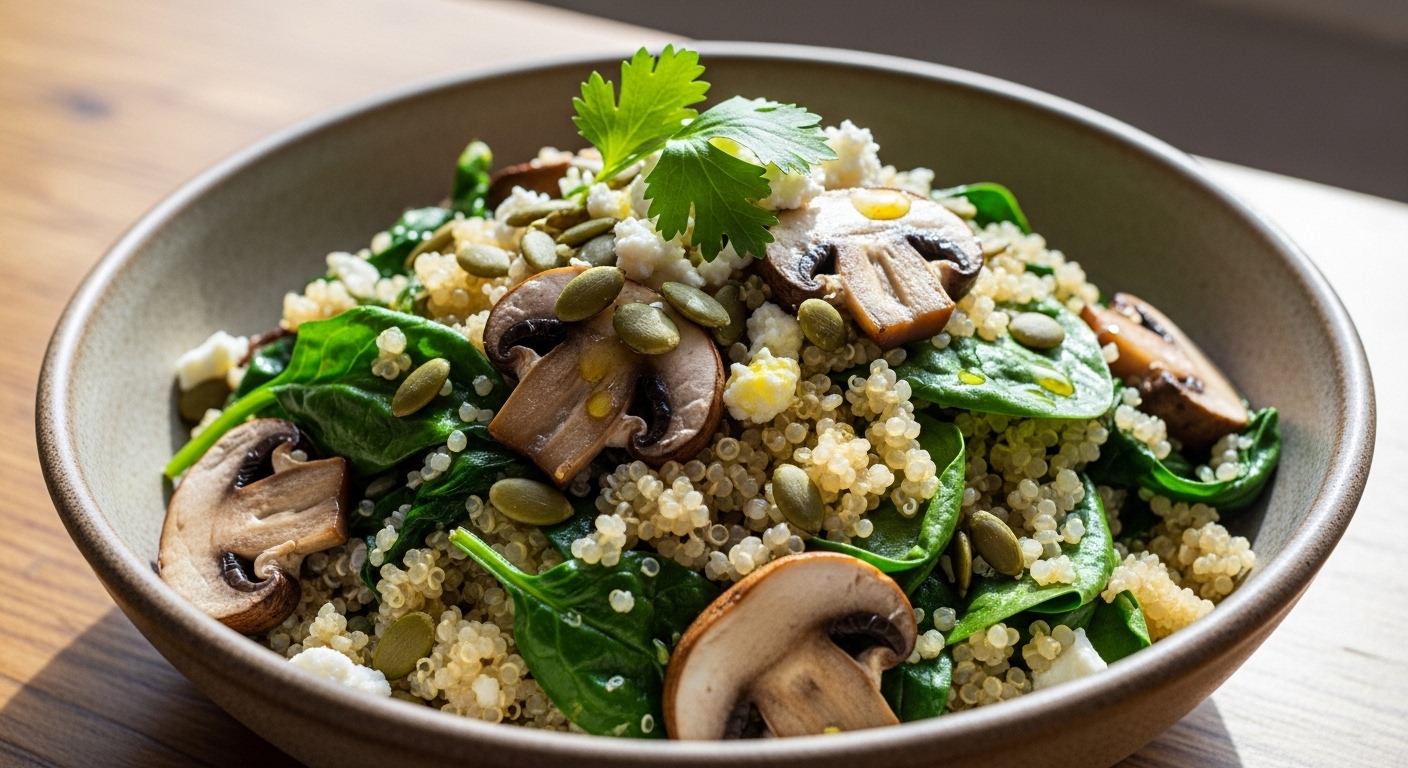 Nutritious Mushroom & Spinach Quinoa: A Flavorful Superfood Boost