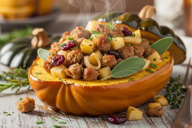 Hearty Stuffed Acorn Squash with Savory Sausage Delight