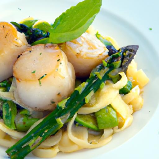 Seaside Elegance: Scallop and Asparagus Pasta Delight
